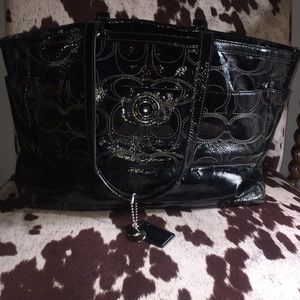 Patent Leather Coach Diaper/Laptop Bag